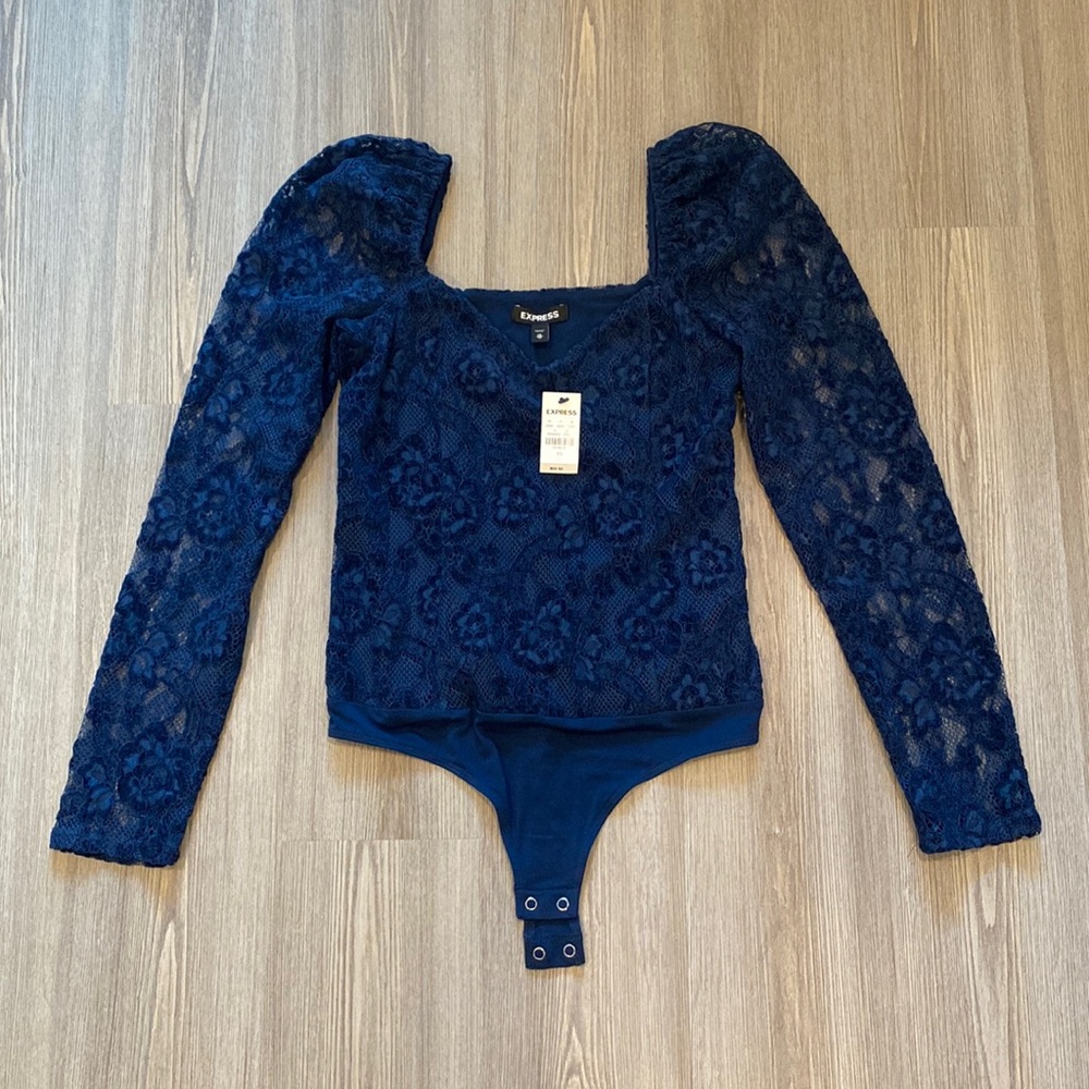 NWT Express Navy Lace Bodysuit